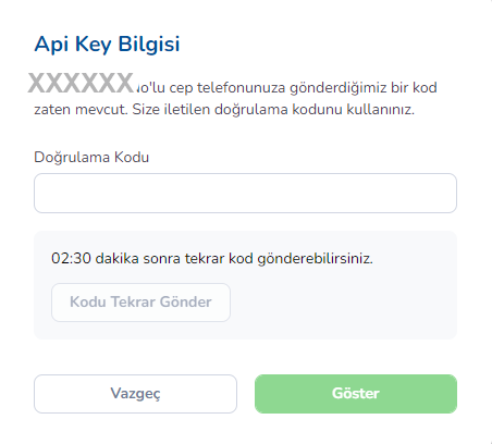 API Key Bilgisi