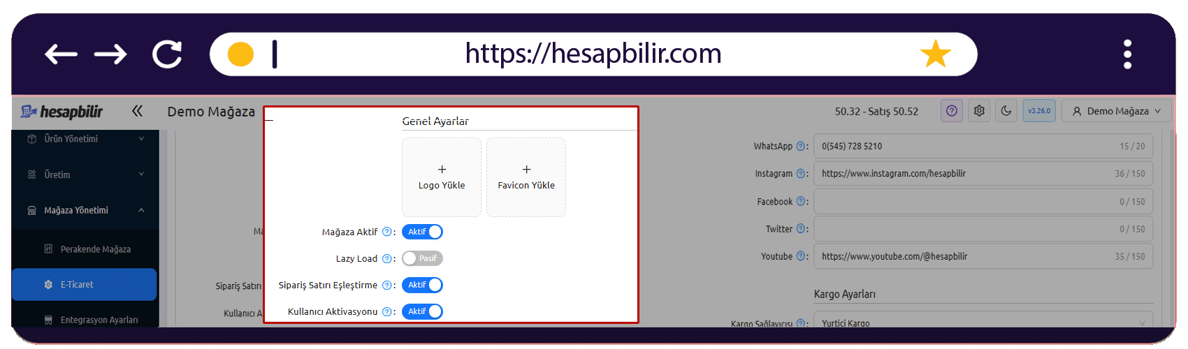 E-Ticaret AYarları