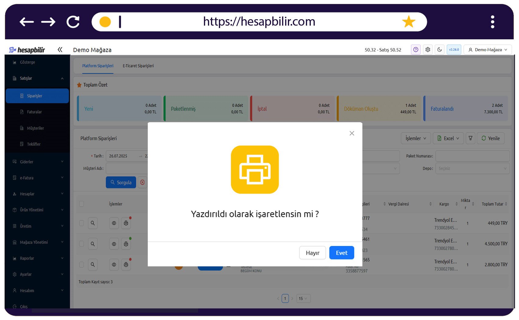 Sipariş Detay Ekranı