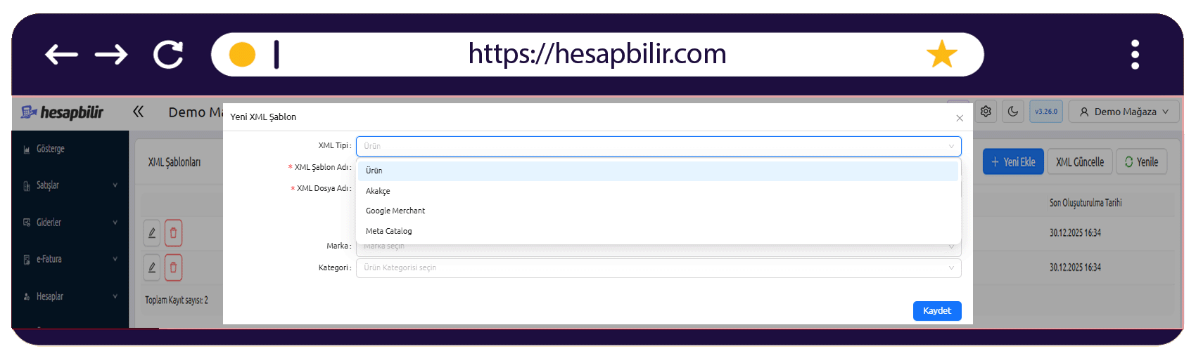 XML Şablon