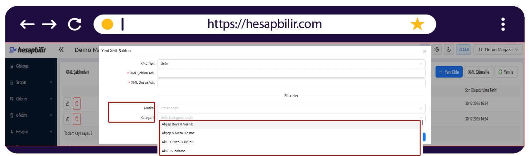 XML Şablon